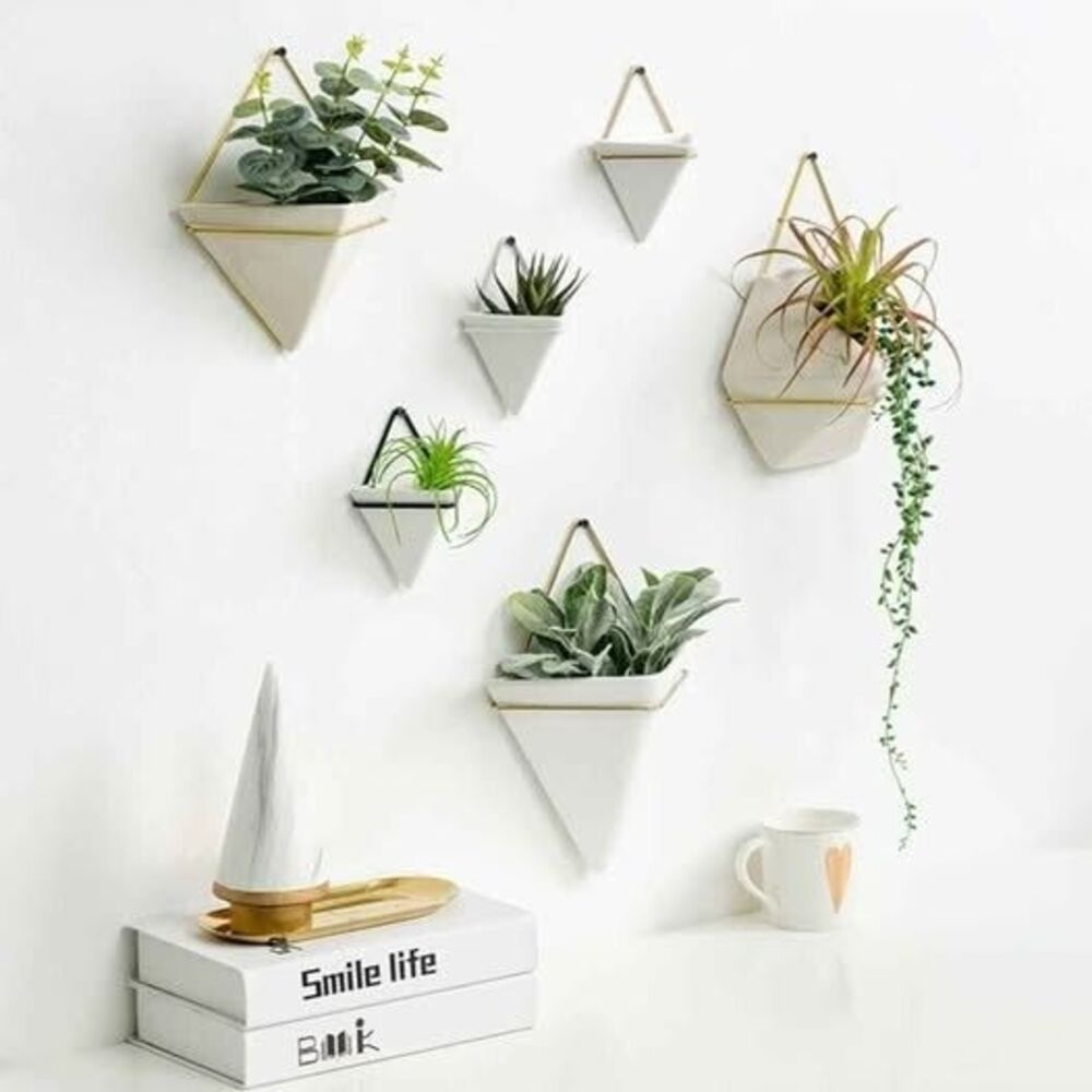 UMBRA TRIGG Hanging Wall Vessel Geometric Ceramic Planters 2 Sets of 3 sizes